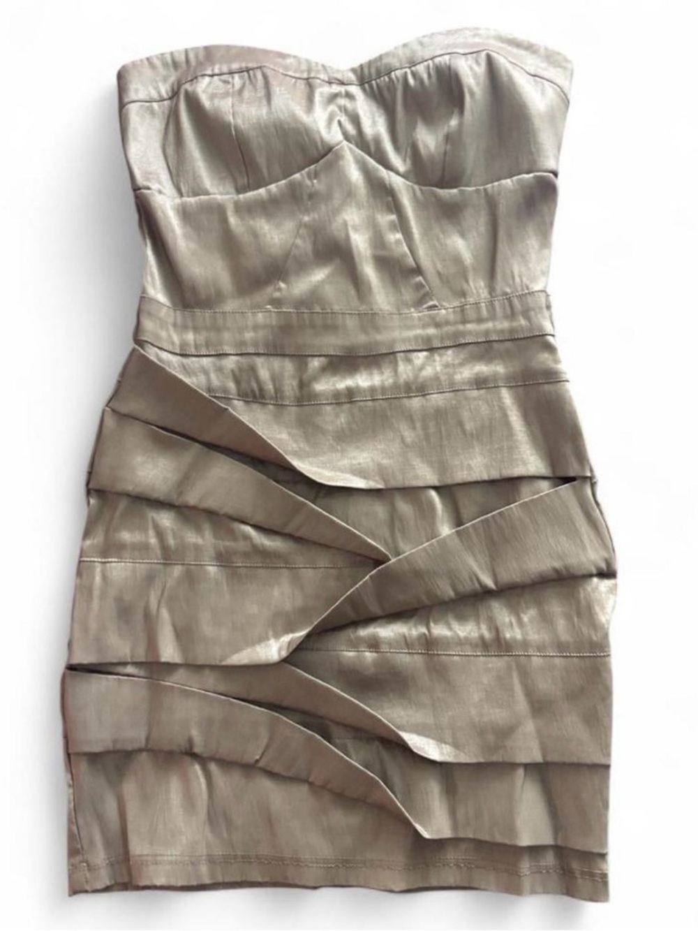 Wet Seal Strapless Layered Cocktail Dress in Taupe